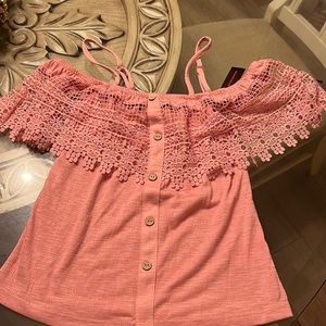 Cute off the shoulder pink top